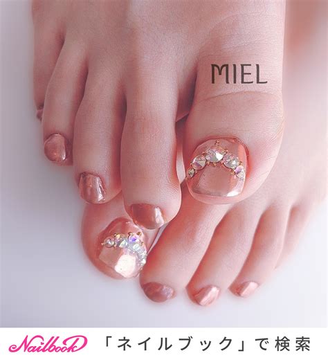 オールシーズン フット シンプル ビジュー ワンカラー MIEL 清水のネイルデザイン No 7200777 ネイルブック