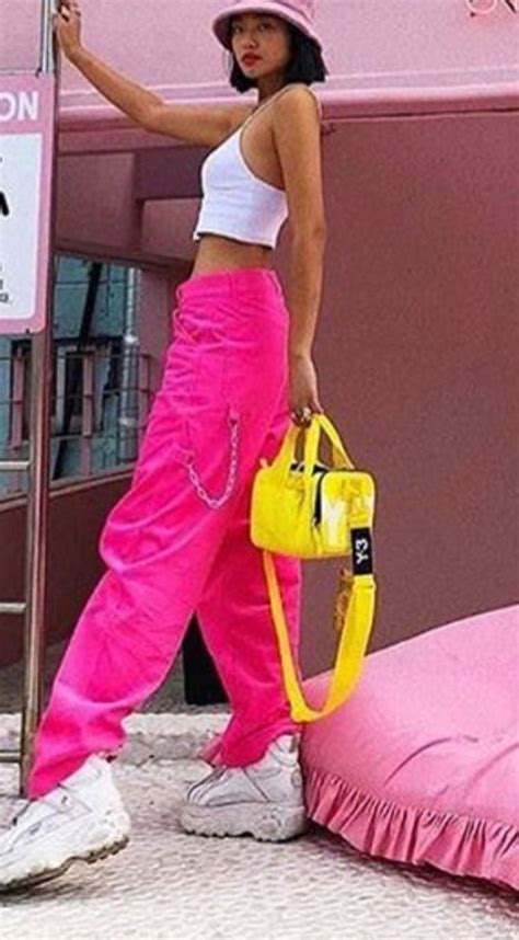 pink cargo pants outfit | Pink cargo pants outfit, Neon outfits ...