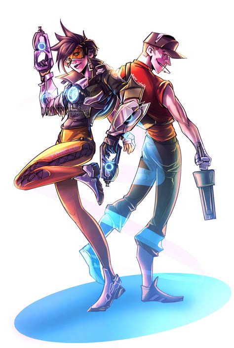 Scout And Tracer By Darklitria On Deviantart