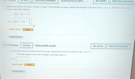 Solved Determine Whether The Given Function Is Linear If Chegg