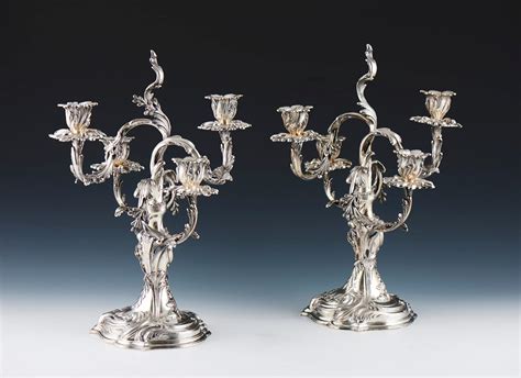 Lot Par De Candelabros 4 Lumes Em Prata 833 P 5676g