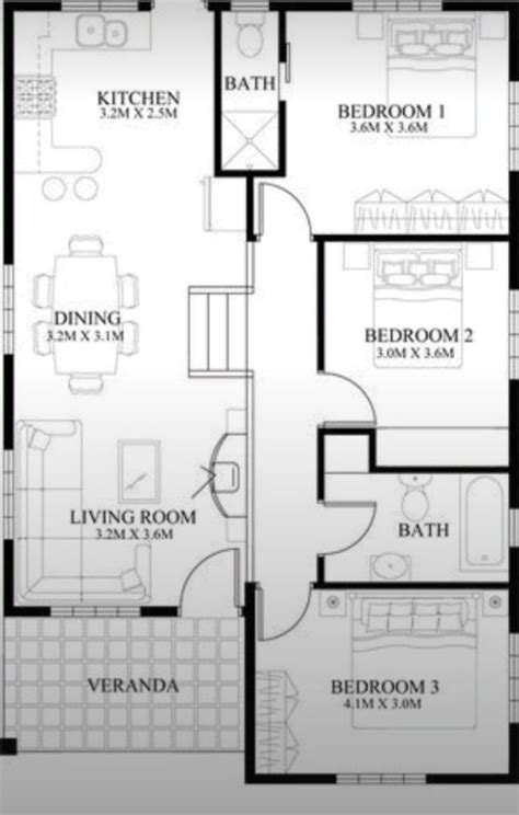 The Floor Plan For A Two Bedroom Apartment With An Attached Bathroom