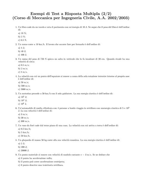 Esempi Risposta Multipla Esempi Di Test A Risposta Multipla