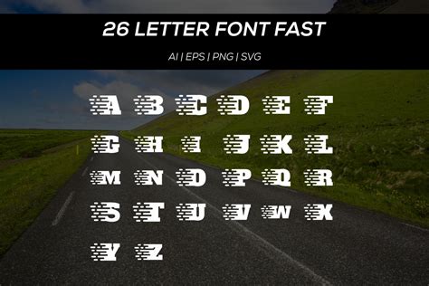 26 Letter Font With Fast Concept 39166 Illustrations Design Bundles