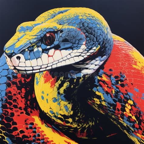 Pintura Colorida De Serpiente Al Estilo De Nick Walker Stock De