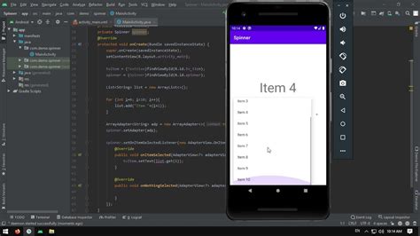 Spinner Pop Up Items Android Studio Programmatically Youtube