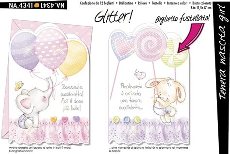 Biglietto Augurale Nascita X Bimba Glitter Cromo Dalmasso