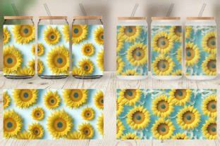 Glass Can D Sunflowers Pattern Graphic By Artnoy Creative Fabrica