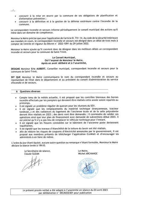 Proc S Verbal Du Conseil Municipal Du Approuv En S Ance Du