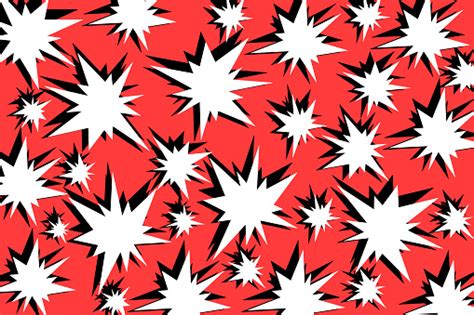 Pattern With White And Black Boom Icons On A Red Background Stock