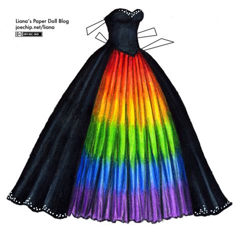 Black Masquerade Gown With Rainbow Underskirt Lianas Paper Dolls