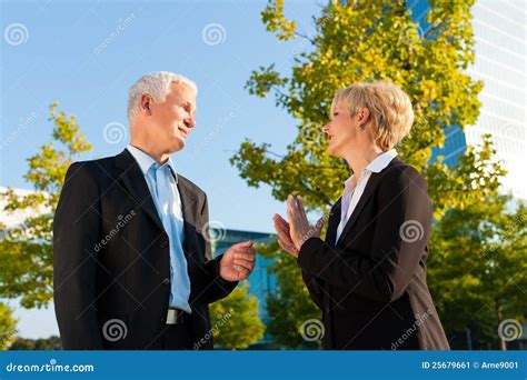 Business People Talking Outdoors Stock Image - Image: 25679661