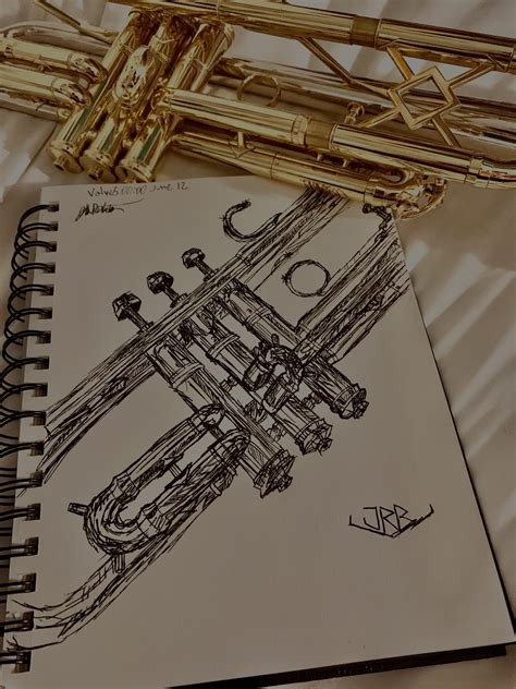 Drew my trumpet just as a sketch : r/drawing