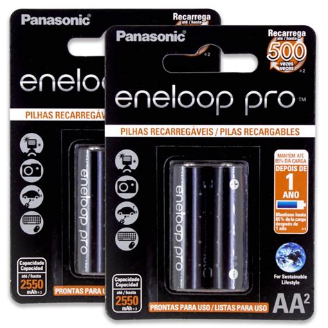 04 Pilhas Eneloop Pro Aa 2550mah Panasonic Recarregável 2a Pequena 2