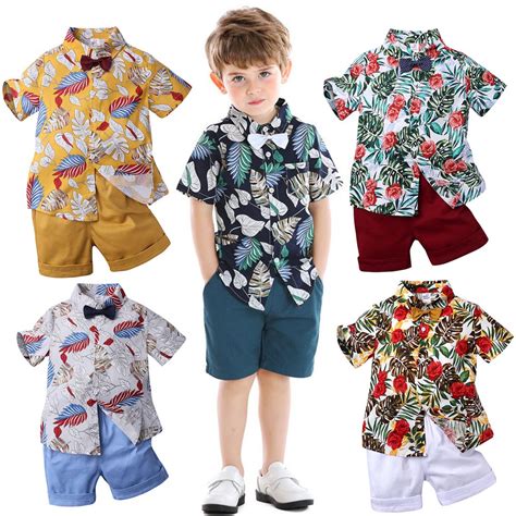 Kids Clothing Set Boys Summer Fashion Short Sleeve Shirt+Pants Suit ...