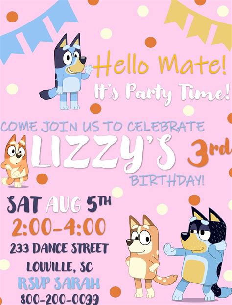 Printable Bluey Birthday Invitations