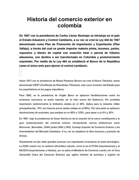 Calam O Historia Del Comercio Exterior En Colombia