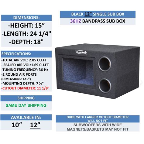 12 Single Bandpass Sub Box Subwoofer Enclosure Single Ported Vented