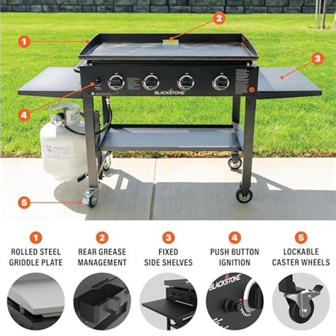 Blackstone 36 Inch Gas Griddle Cooking Station 4 Burner Flat Top Gas Grill Propane Fuelled