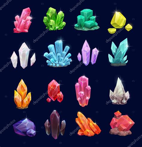 Gemas De Cristal Gemas Vectoriales E Iconos De Joyas Minerales De