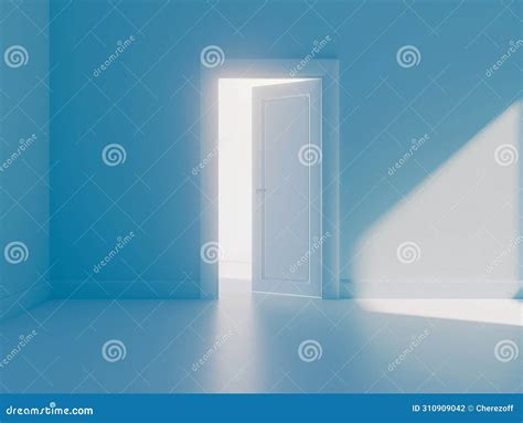 Serene Blue Room With Open Door And Sunlight Stock Photo Image Of