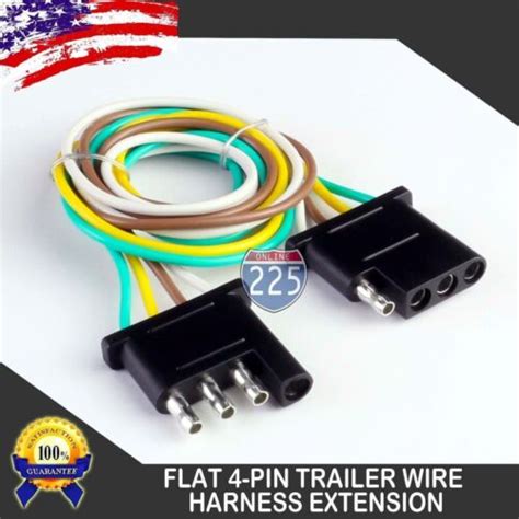 3pc 25ft Trailer Light Wiring Harness Extension 4 Pin 18 AWG Flat Wire