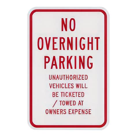 Lavex 18 X 12 Reflective Aluminum No Overnight Parking