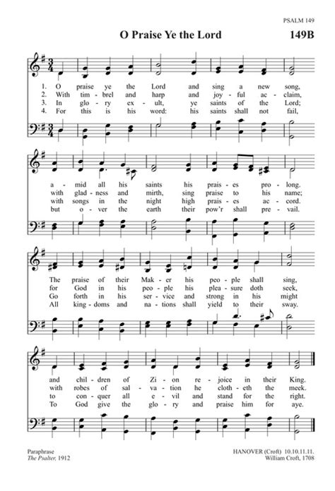 Trinity Psalter Hymnal B O Praise Ye The Lord And Sing A New Song