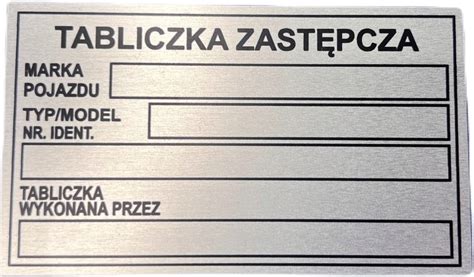 Tabliczka Znamionowa Zast Pcza Aluminium Przyczepa