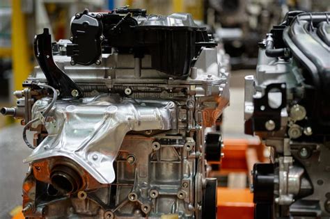 Car Internal Combustion Engine In Production Plant Shop Stock Image