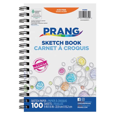 Prang Sketch Book 6x9 In Beginner Weight White 100 Sheets Drawing Medium Journal Notebook