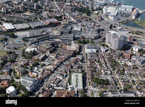 A Closeup Aerial View Of Poole Town Centre Stock Photo Royalty Free