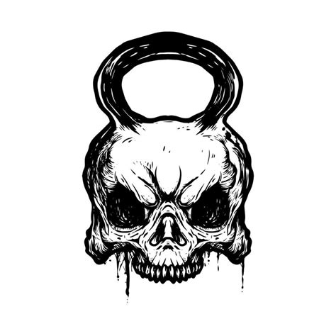 Skull Head Kettlebell Barbell Firefighter Vector Art Clip Art