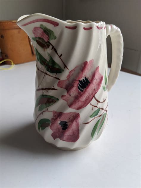 Blue Ridge Pottery Small Spiral Pitcher Wild Irish Rose Etsy