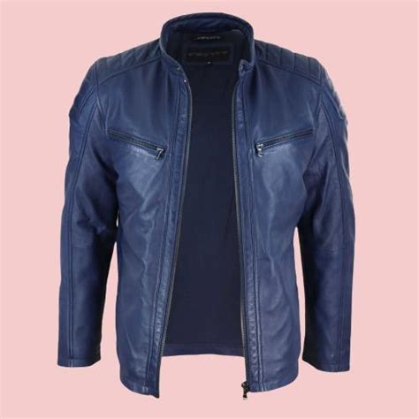 Dark Blue Leather Jacket - AirBorne Jacket