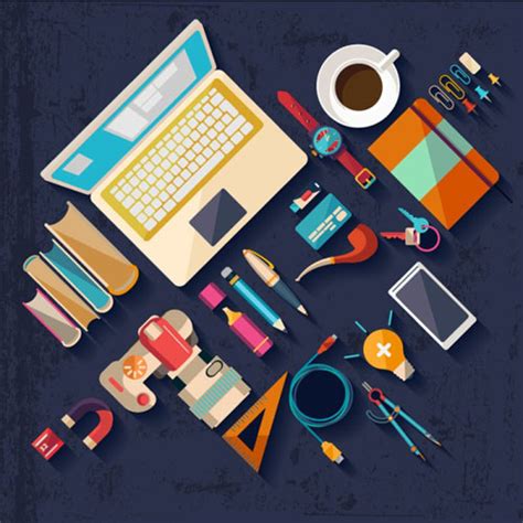 Flat Office Tools Vector Vector Web Design Free Download