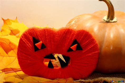 Children's crafts and pumpkin on halloween free image - № 35412