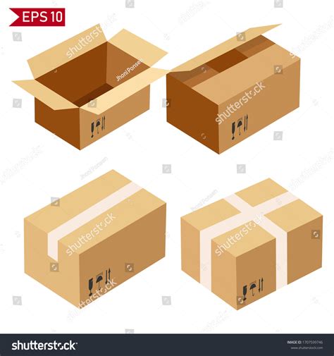 Cardboard Box Design Cartoon Style Illustration Stock Vector (Royalty Free) 1707599746