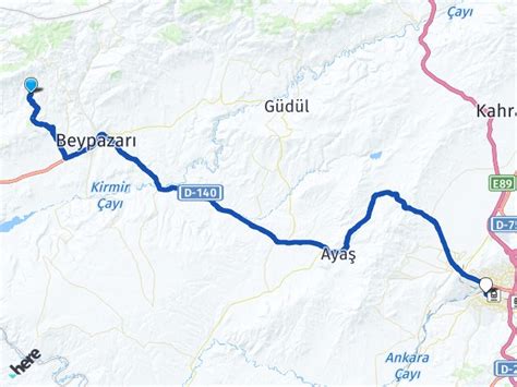 Beypazarı Kaplan Sincan YHT Garı Arası Kaç Km Yol Tarifi