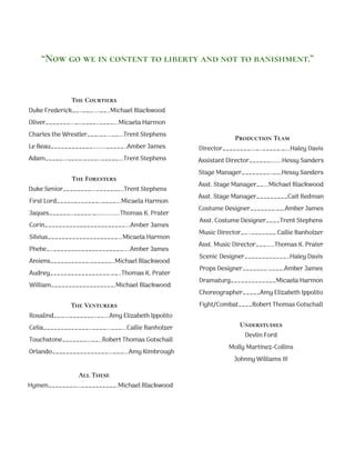 As You Like It Program Pdf