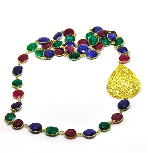 SOLD - NEW - Ruby, Emerald, Sapphire necklace – Shikha S. Lamba