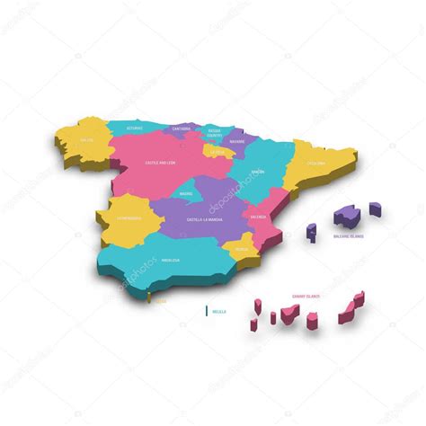 España mapa político de las divisiones administrativas comunidades