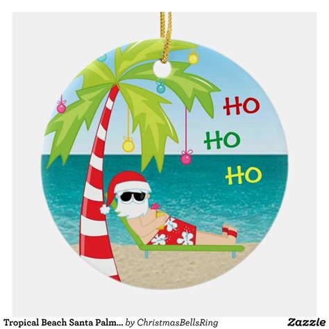 Tropical Beach Santa Palm Tree Christmas Ornament Gift Idea