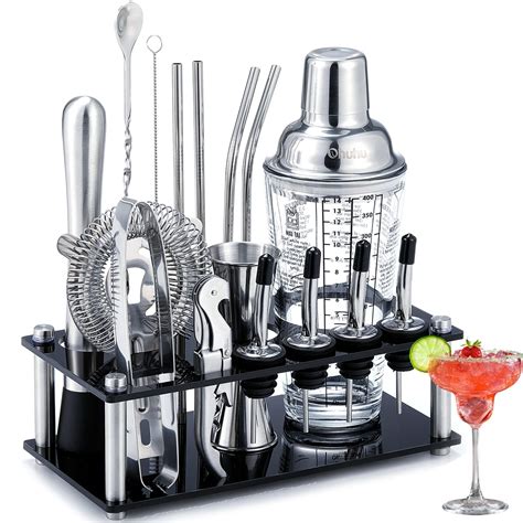 Buy Cocktail Shaker Set With Stand Ohuhu 17 Piece Bartender Kit