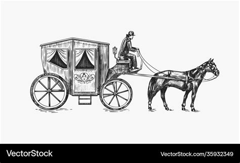 Horse carriage coachman on an old victorian Vector Image