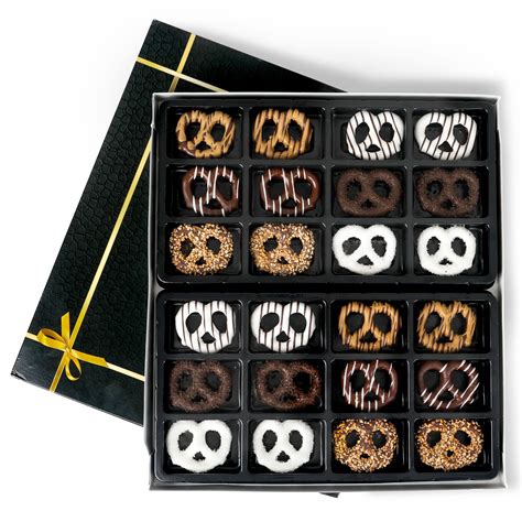 Deluxe 24 Piece Chocolate Covered Pretzels Gift Box - Dark, White & Peanut Butter