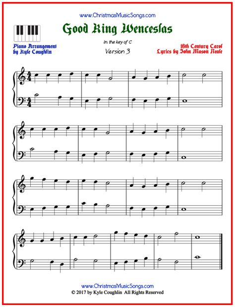 Good King Wenceslas Piano Sheet Music Free Printable PDF