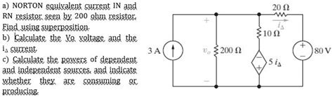 Solved Norton Equivalent Current In And Rn Resistor Seen By Ohm