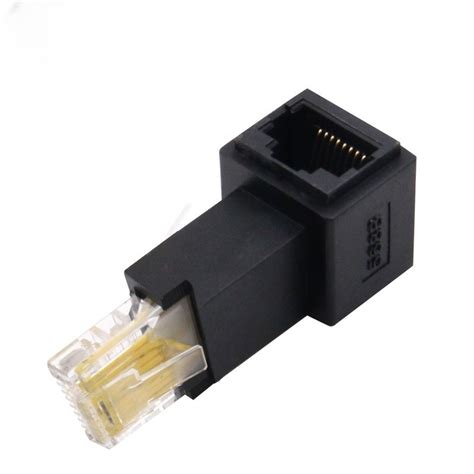 Angled Rj45 Plug Female Female Adapter On The Right