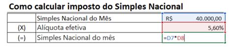 Como Calcular O Imposto Do Simples Nacional Em Excel Smart Planilhas